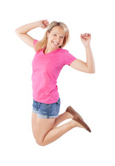 young woman jumping