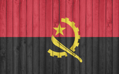 Flag of Angola painted on wooden frame