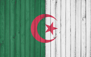 Flag of Algeria painted on wooden frame