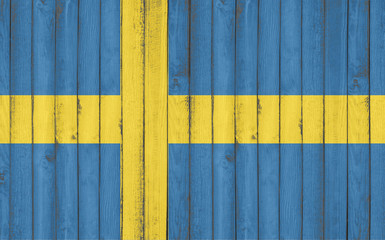 Flag of Sweden painted on wooden frame