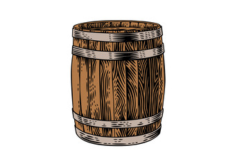Isolated wooden barrel
