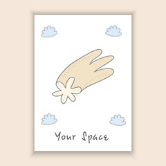 Hand Drawn lovely with comet - cute postcard made in vector.