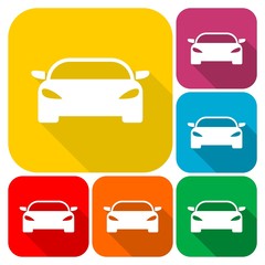 Car icons set with long shadow