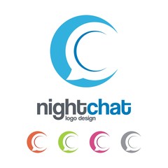 Abstract Bubble Chat Logo, Night Chat Illustration Logo Vector