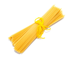 Uncooked Italian spaghetti isolated