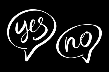 Yes No speech bubbles vector lettering