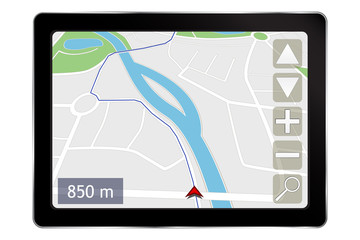 GPS navigation system. Route indication