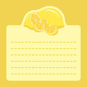 Illustration of cute lime slice icon in yellow background and empty notes space for writing message.