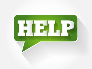 Help text message bubble, flat background concept