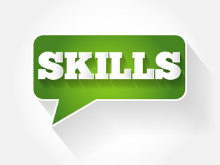 Skills text message bubble, flat background concept