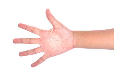 child hand on white background