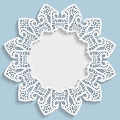 3D Vector bas-relief frame, vignette with ornaments, decorative plate,   festive pattern, white pattern, template greetings