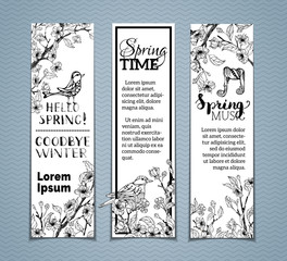Vector set of vertical spring banners.