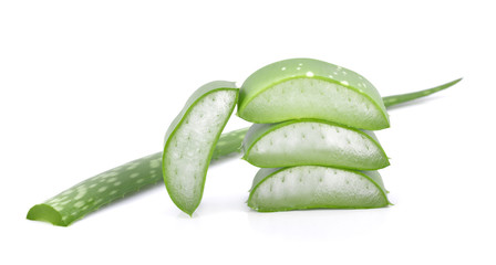 aloe vera fresh leaf. isolated over white