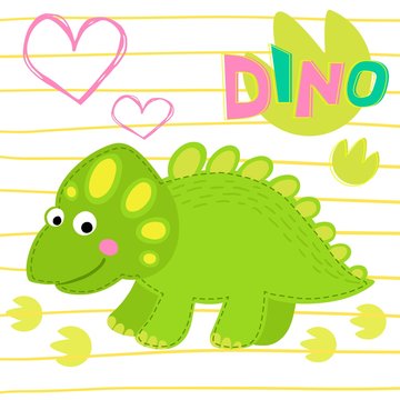 Green dinosaur vector illustration. 