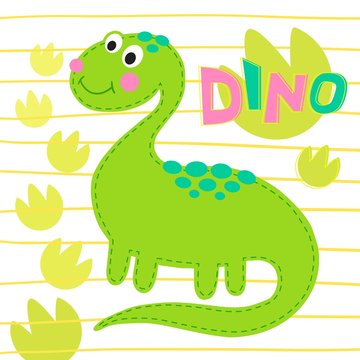 Green dinosaur vector illustration. Dinosa