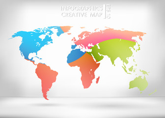 Fototapeta na wymiar Abstract creative concept vector map of the world for Web and Mobile Applications isolated on background. Vector illustration, creative template design, Business software and social media, origami.