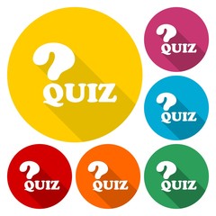 Quiz icons set with long shadow
