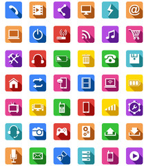 Trendy Icons With Long Shadow