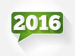 New Year 2016 text message bubble, flat business concept background