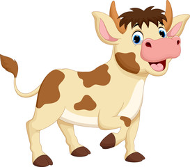 Vector illustration of happy cow cartoon isolated on white background