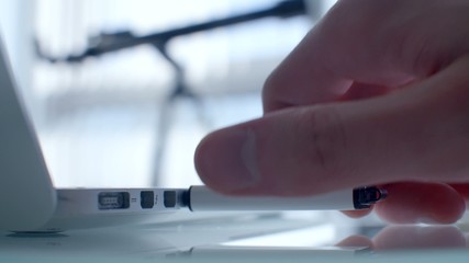 Usb flash drive connected to a laptop