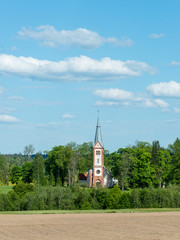 Fototapeta na wymiar countryside church in summer