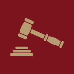 The judge or auction hammer icon. Justice symbol