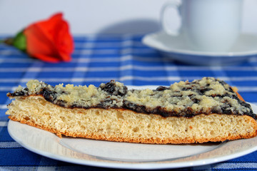 Homemade cake with jam and sprinkled with sugar