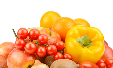 fruits and vegetables isolated on white background