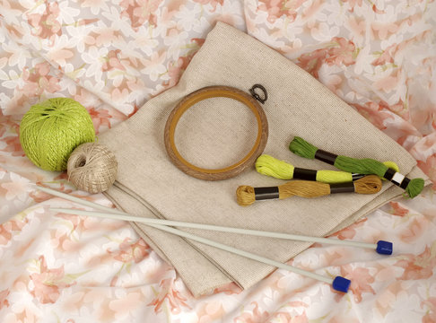 Tools and materials for handamde and handiwork - sewing, embroidery, knitting