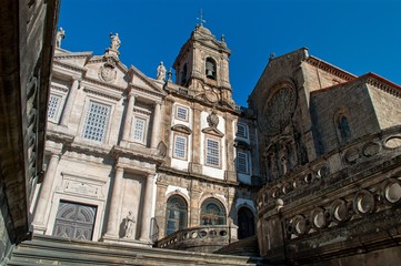 Fototapeta na wymiar Main entrance and the staircase of the Church of Saint Francis in Porto. Portugal