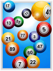 Bingo balls over portrait panel