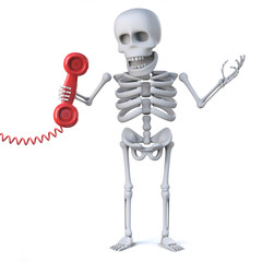 3d Skeleton answers the red phone