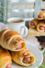 Homemade sausages in dough