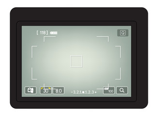 camera viewfinder with exposure and camera settings vector