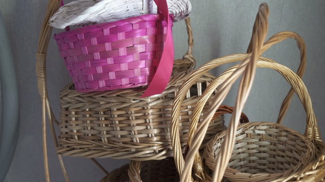 colorful wicker baskets