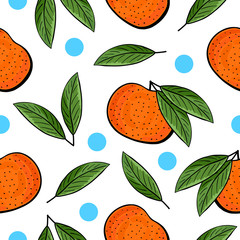 Seamless hand drawn tangerine pattern