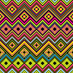 vector seamless  background with Mexican zigzag  geometric patterns 