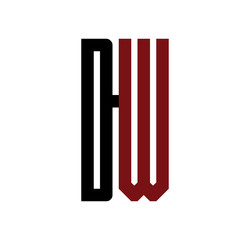 DW initial logo red and black