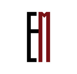 EM initial logo red and black