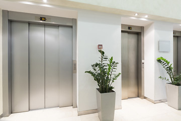 Elevators in hotel lobby