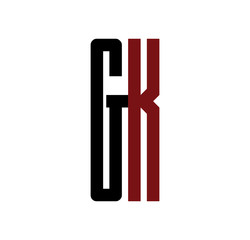 GK initial logo red and black