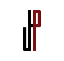 JP initial logo red and black