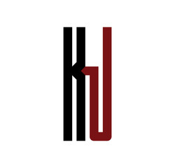 KJ initial logo red and black
