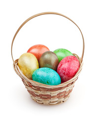 Easter basket isolated on white background with clipping path