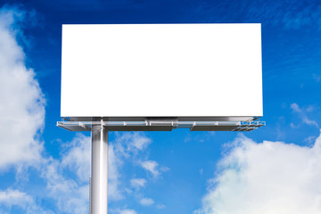 blank billboard with blue sky background