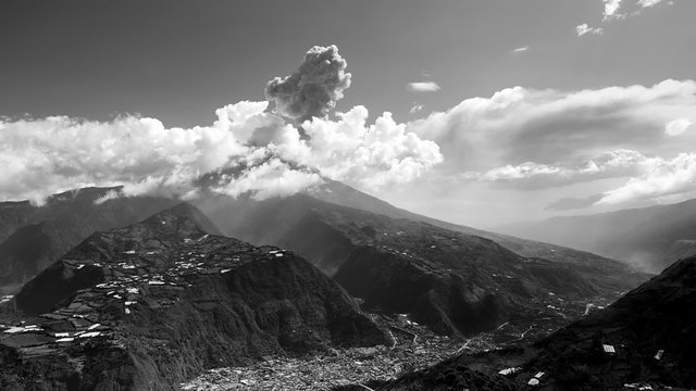 Banos,a popular tourist destination in Ecuador,offers breathtaking views with the Tungurahua volcano erupting in the background,adding an element of permanent danger to this captivating area.