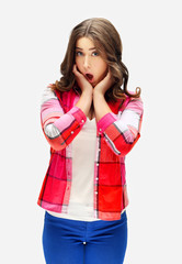 Fototapeta premium Portrait of shocked girl 