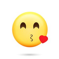 Air kiss emoticon. Isolated vector illustration on white background